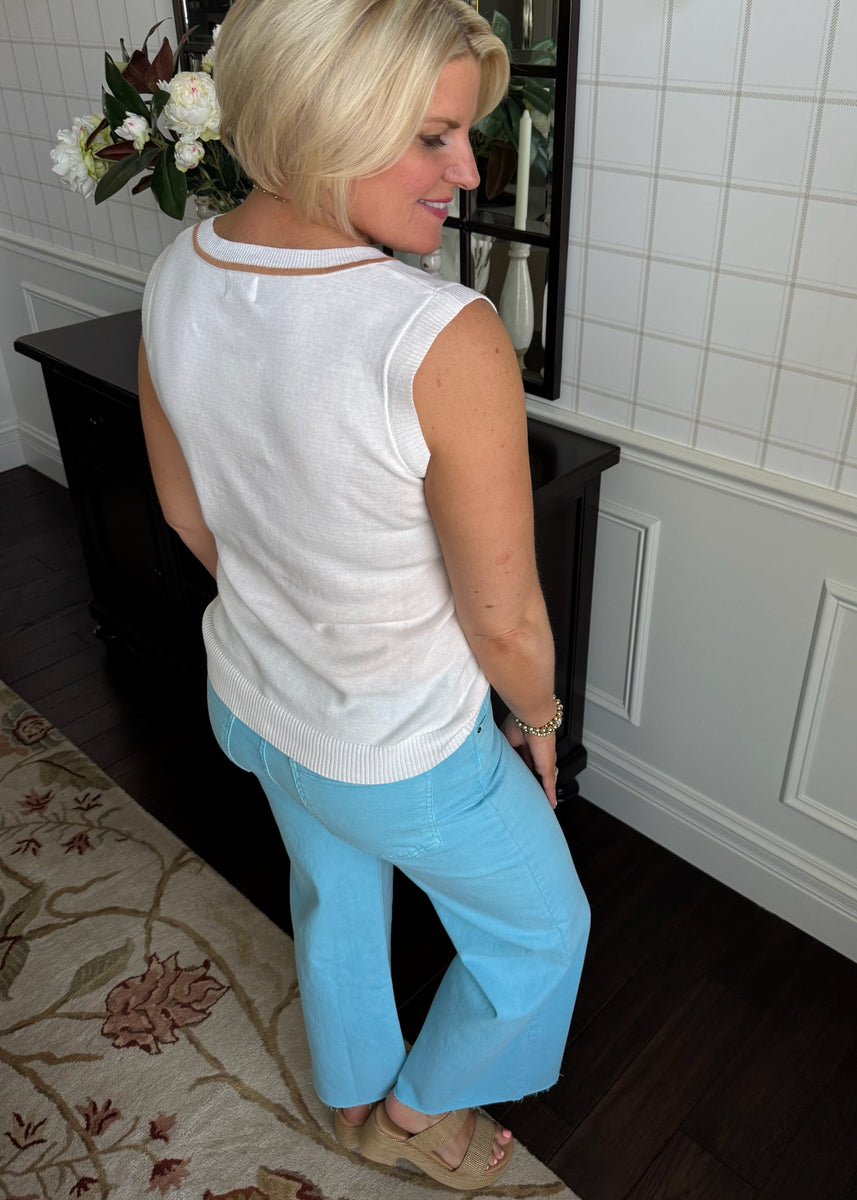 Palm Tree Intarsia Knit Sweater Tank – On the Go Boutique LLC