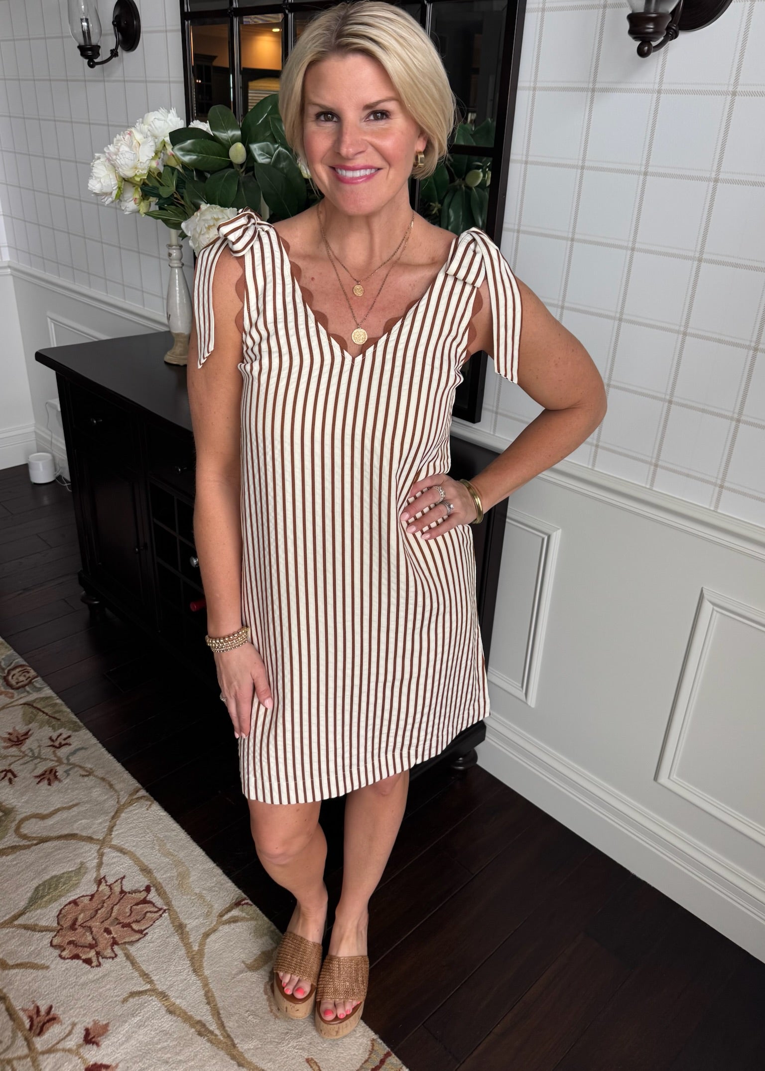 Chocolate & Cream Striped Dress – On the Go Boutique LLC